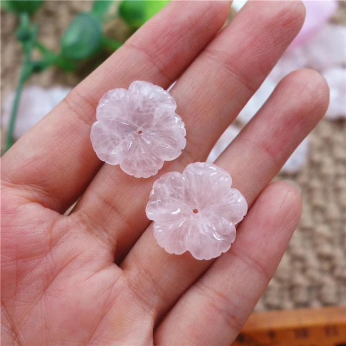 Rose Quartz Gemstone Flower Beads 28mm for Jewelry Setting